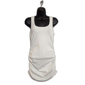 Sundance White Gentle Graces Ruched Sides Tunic Legnth Tank Top Small Casual